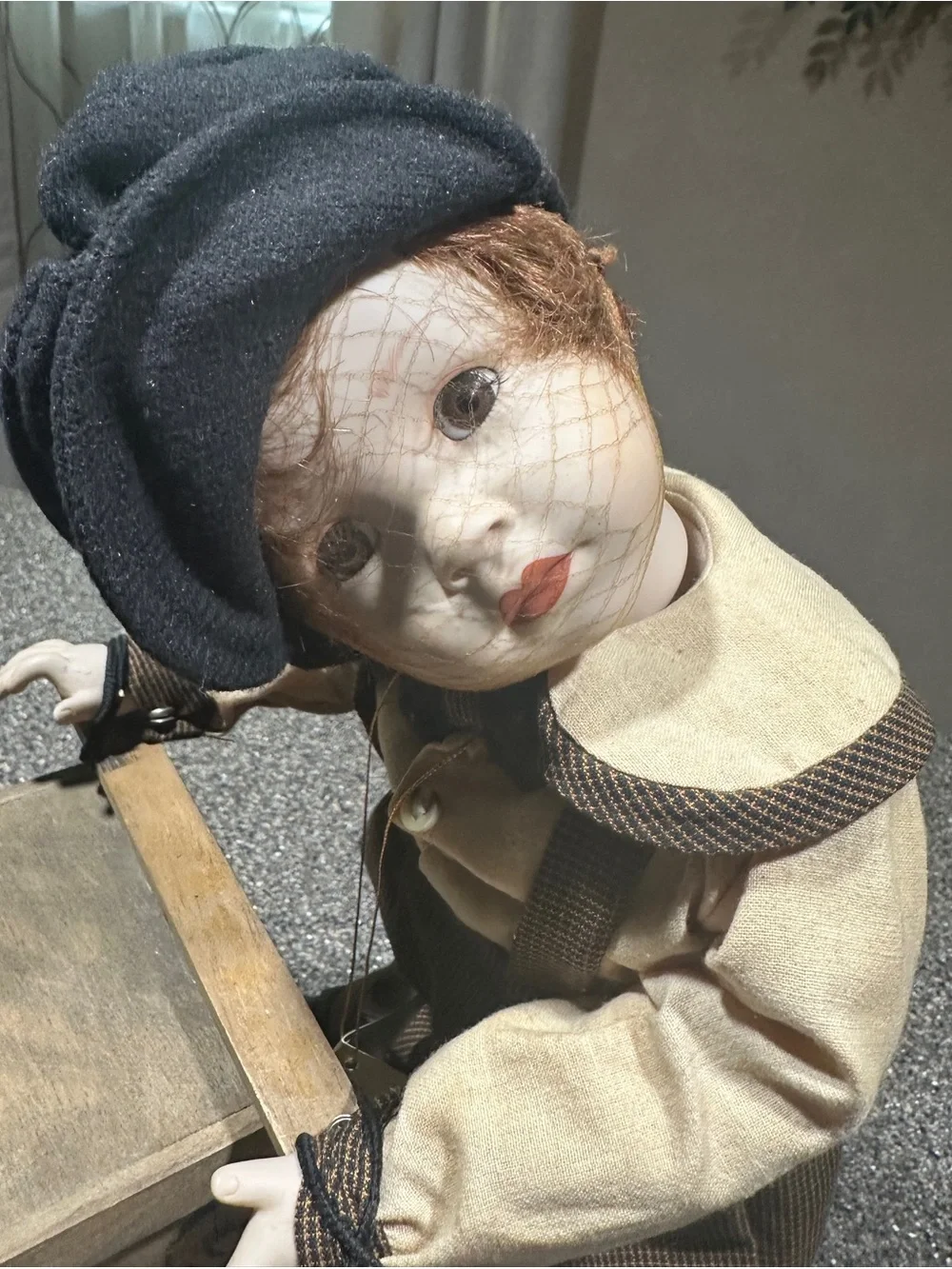 1994 Vintage Franklin Heirloom Porcelain Boy Doll Frankie with Coca-Cola Crate